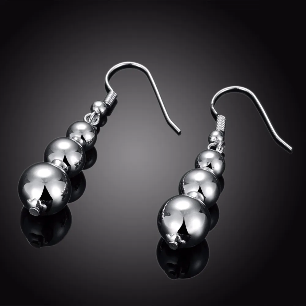 Buy Three balls shining hollow long dangle silver