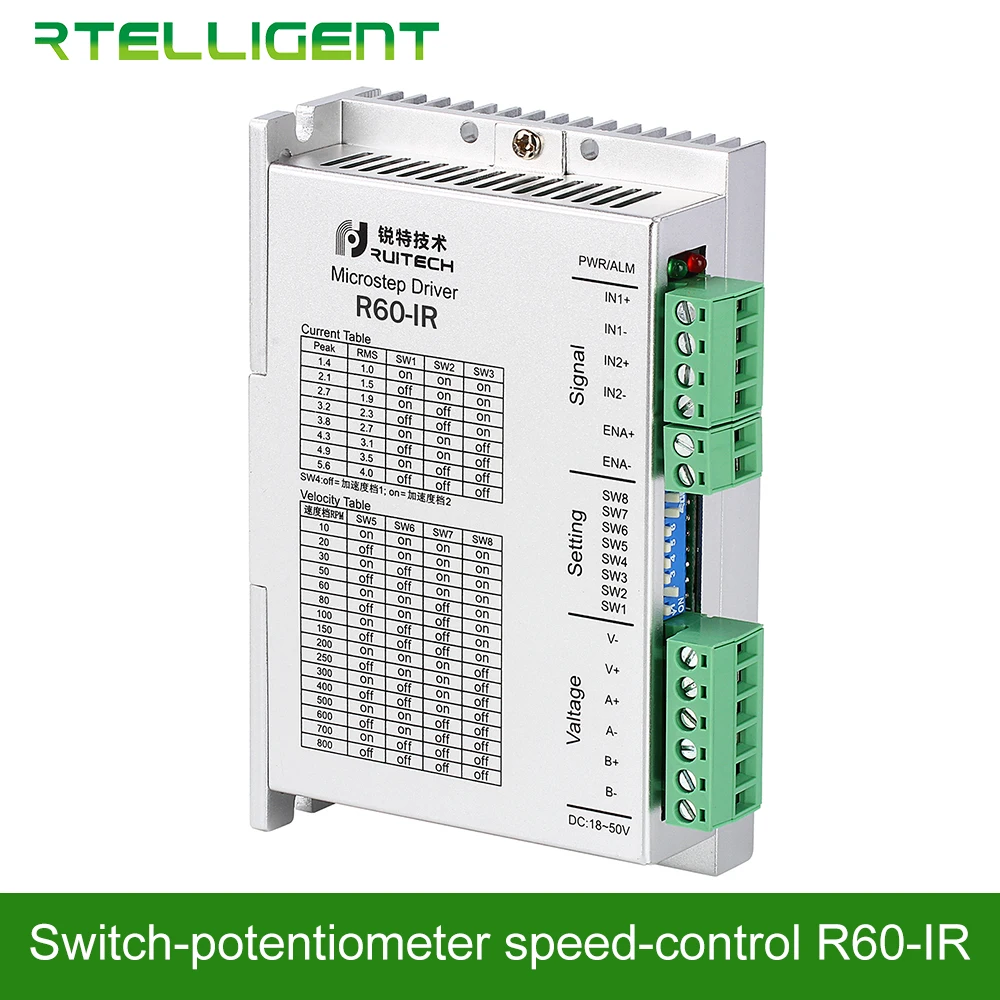 

Rtelligent Nema23 24 R60-IR Potentiometer Speed-Control Switch Drive Stepper Motor Driver for Stepper Motor Glue Spray Painting