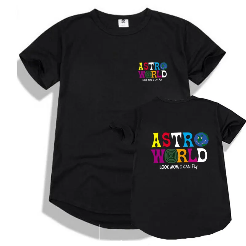 

TRAVIS SCOTT ASTROWORLD Round hem t shirt Hip hop Short Sleeve camisetas hombre ASTROWORLD T shirt Streetwear men t-shirt