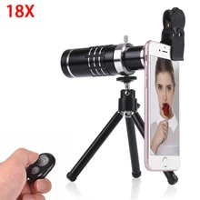 Сотового телефона набор объектива 18X оптический телескоп телеобъектив зум Lentes для iPhone 6 6 S 7 8 Plus с штатив клип Bluetooth затвора
