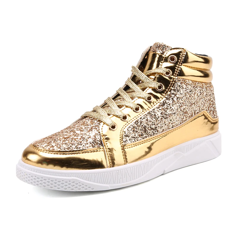 

VKERGB Fashion High Top Men Shoes Vulcanize Shoes Summer Shockproof For Autumn Winter Male Footwear Patchwork Plus Size Gold