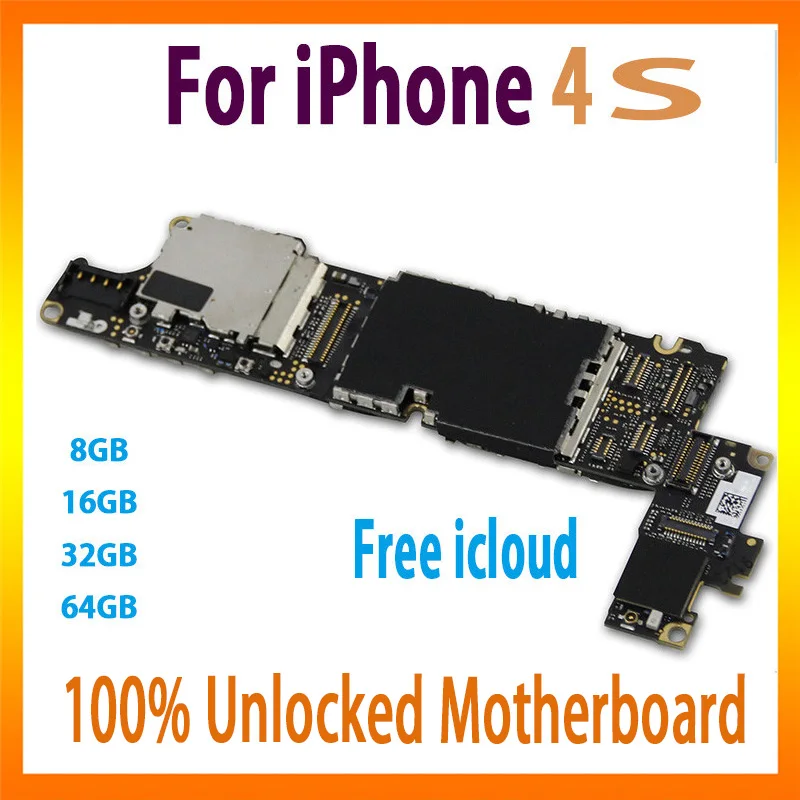 

Original For iPhone 4S motherboard 8gb/16gb/32gb/64gb NO icloud unlocked for iPhone 4S card/fee for iphone 4S panel Official IOS