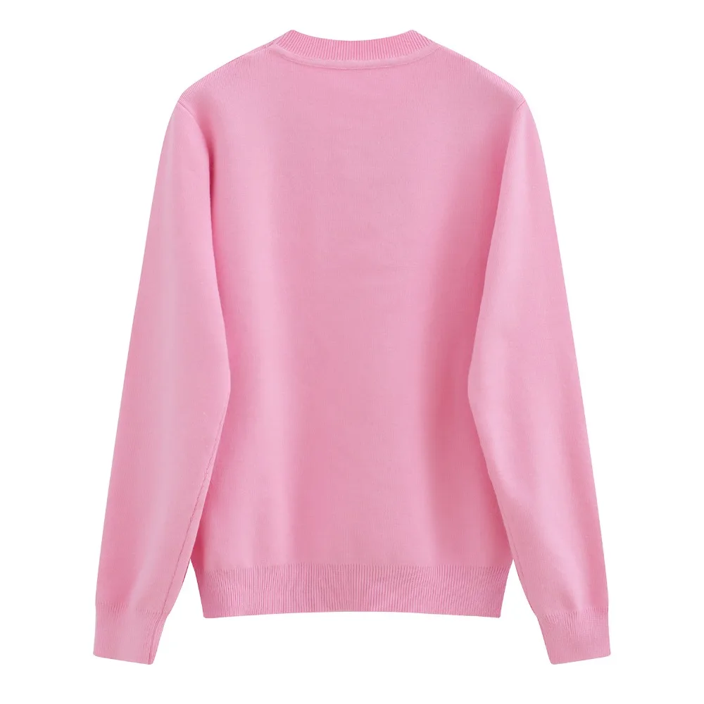 Di In Sexemara Borda Pullover Feminina Che Maglia O Roupas Donne Rosa Nero Lavoro Top E A Bianco Nucleo collo Fiore Filato Del Delle Maglione 7x7wq4U