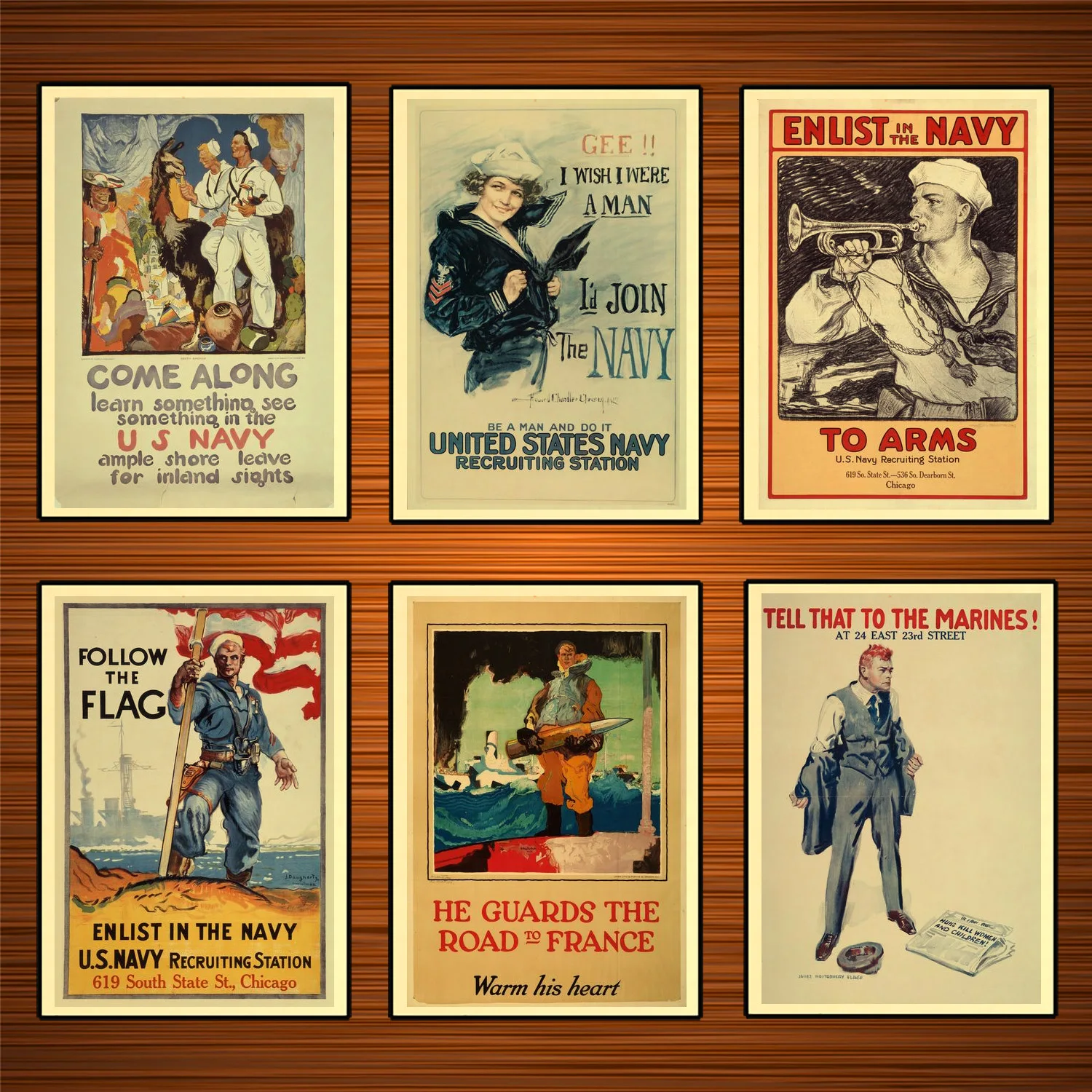 

Vintage 1910s USA WW1 Propaganda Poster Enlist in The Navy Classic Canvas Paintings Wall Stickers Home Decor Gift