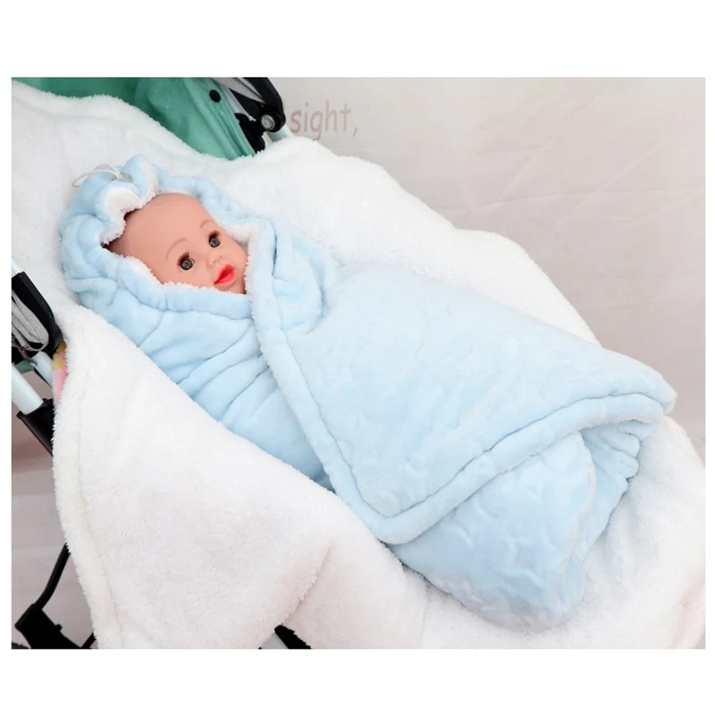Коралловый бархатный детский спальный мешок утолщенный теплый одеяльца для новорожденных с веревкой зимний младенческий Пеленальное Одеяло 0-12 месяцев