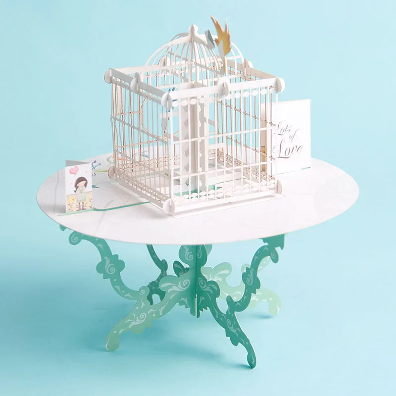 3D лазерная вырезка милый стол ручной работы птица фотосессия пригласительные
