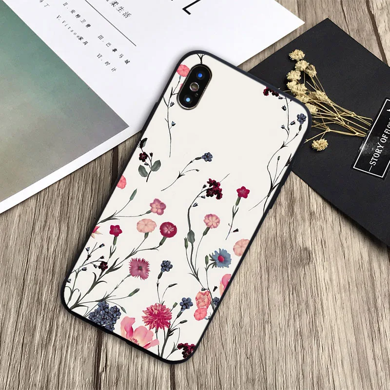 Красивый дизайн с розами мягкий силиконовый черный чехол для телефона iPhone 6 6plus 7