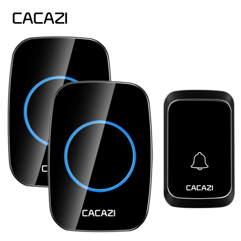 

CACAZI Home Wireless Doorbell LED Light Battery Button 300M Remote Waterproof Home Door ring Bell US EU UK Plug 58 Chimes