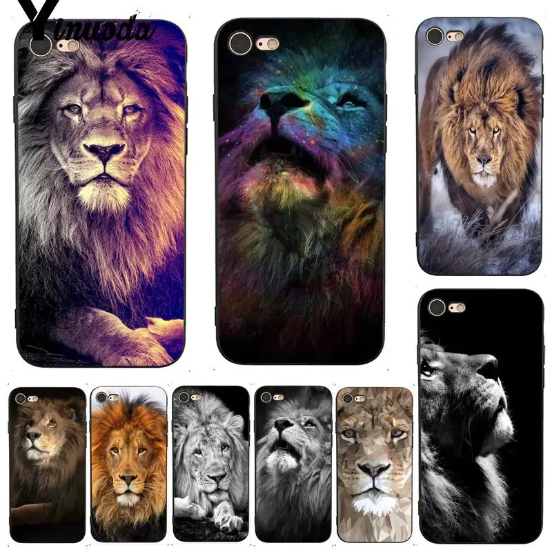 

Yinuoda For iphone 7 6 X Case Majestic Lion Portrait Upscale Phone Case for iPhone 7 X 6 6S 8 Plus X 5 XS XR Case
