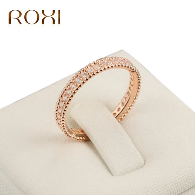 ROXI Round Band Engagement Rings Cubic Zirconia Ring Champagne Gold Color Ring F ROXI Round Band Engagement Rings Cubic Zirconia Ring Champagne Gold Color Ring F