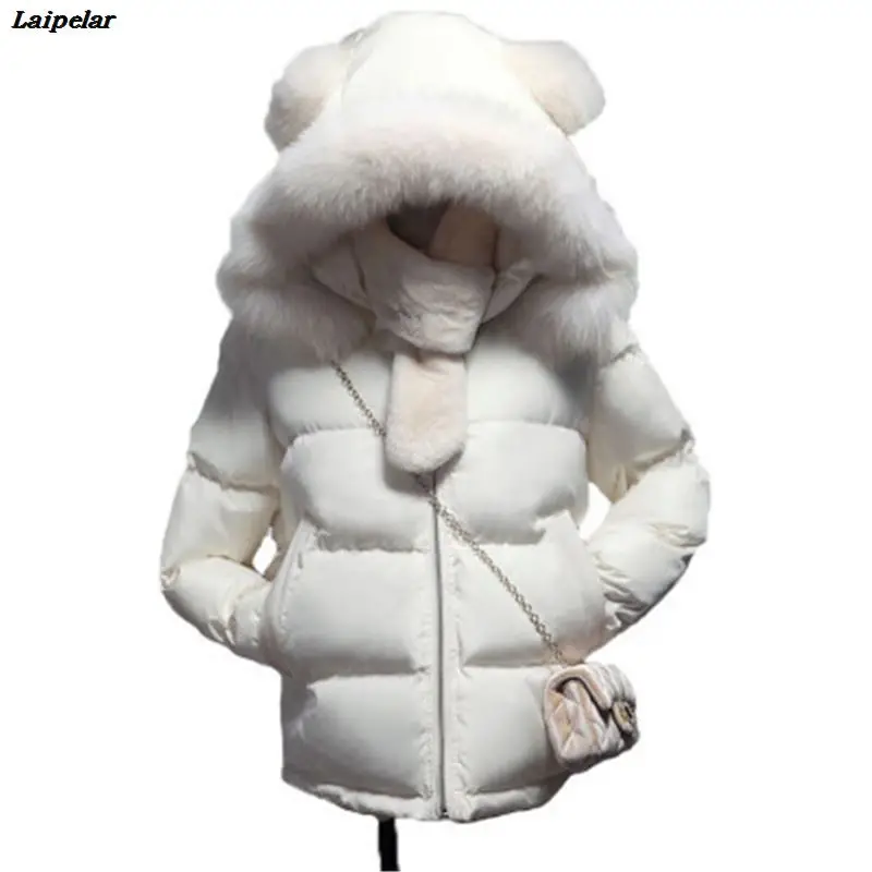 Laipelar 2018 New Big Collar Hoody Women's Winter Jacket Women's Park Slim Short Women's Down Jackets 4 Colors S-XXL