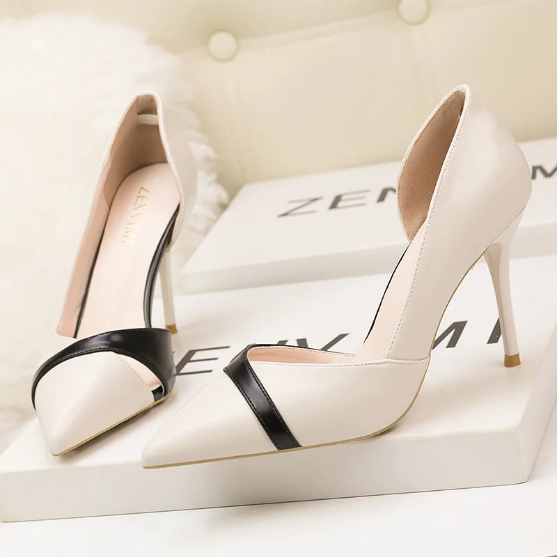 Ou Mo brand pointed Women Pumps Office high heels with Autumn Pointed Toe Party Pumps Dress High Heel Boat Shoes For banquet