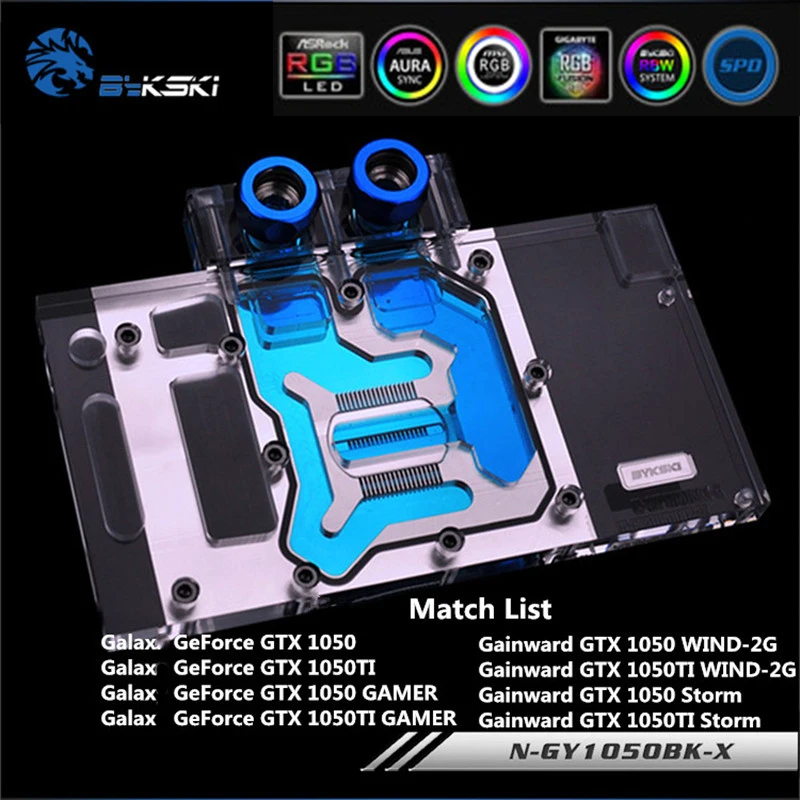 Bykski N GY1050BK X Full Coverage GPU Water Block For Gainward GTX1050 GTX1050TI Graphics Card