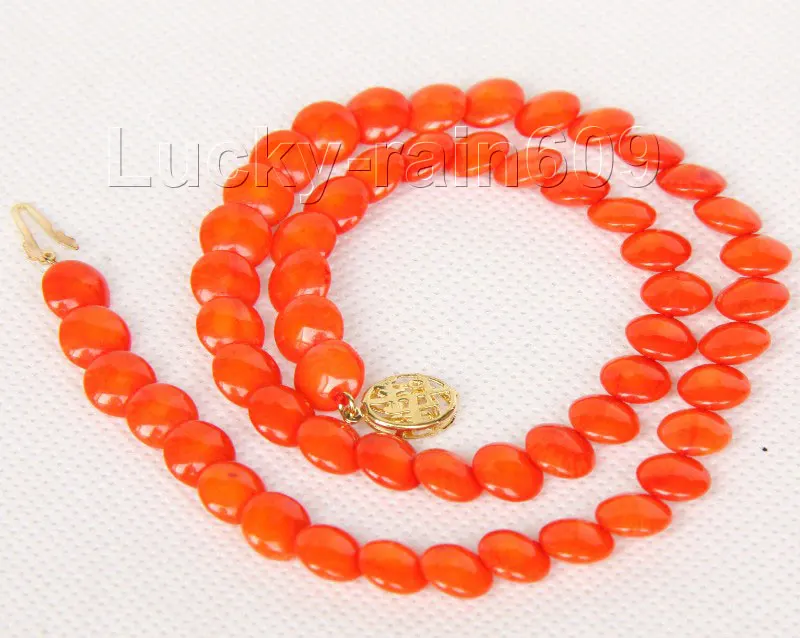 

>>>> Genuine Choker 16" 8mm wafer squama orange coral necklace E2513