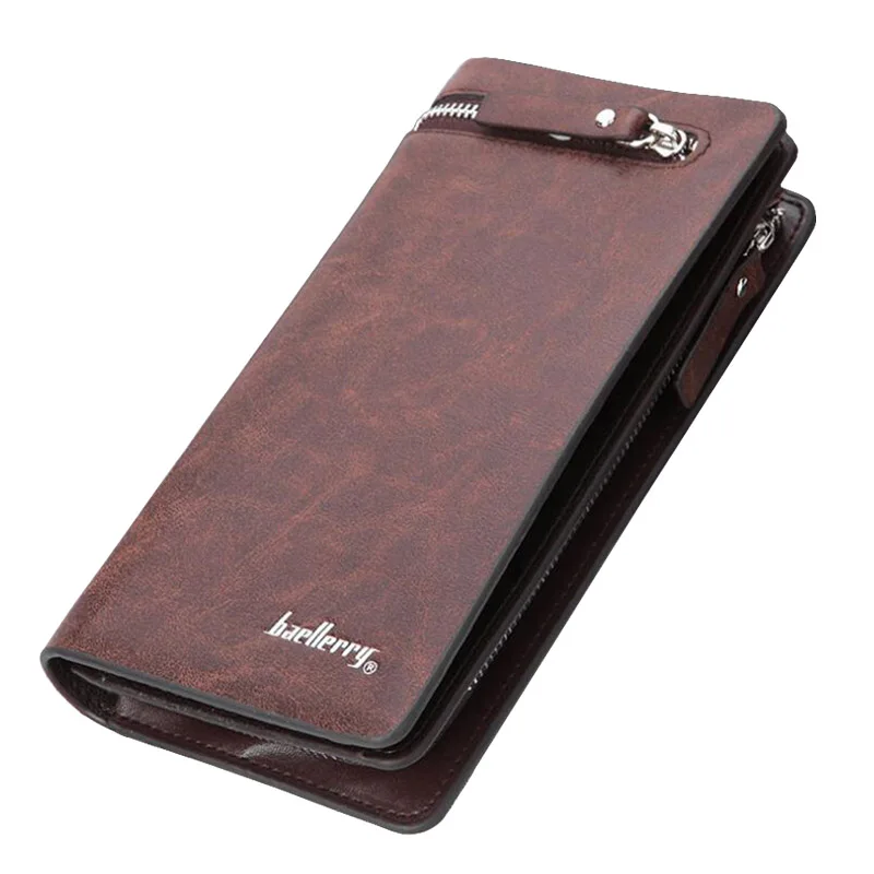 

Vintage Business Men Wallet Long PU Leather Phone Clutch Wallet Purse Man Hasp Large Wallet Card Holders with Zipper Coin Pocket