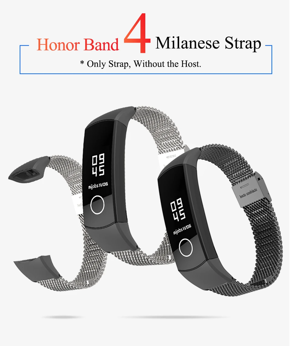Mijobs Миланский металлический ремешок для huawei Honor Band 4 ремешок умные аксессуары браслет из нержавеющей стали для Honor Band 5 браслет