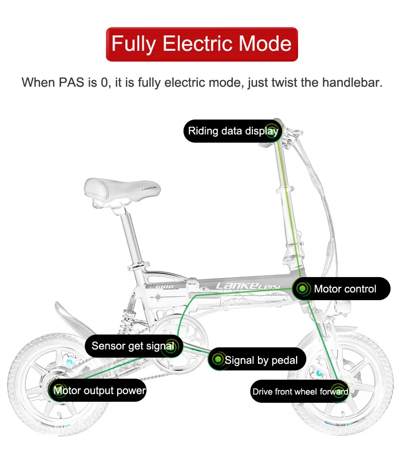 Cheap G100 Mini Folding Electric Bike, 400W, 36V/8.7A, 14 Inches E Bike, Disc Brake, Removable Battery, Magnesium Alloy Rim 5