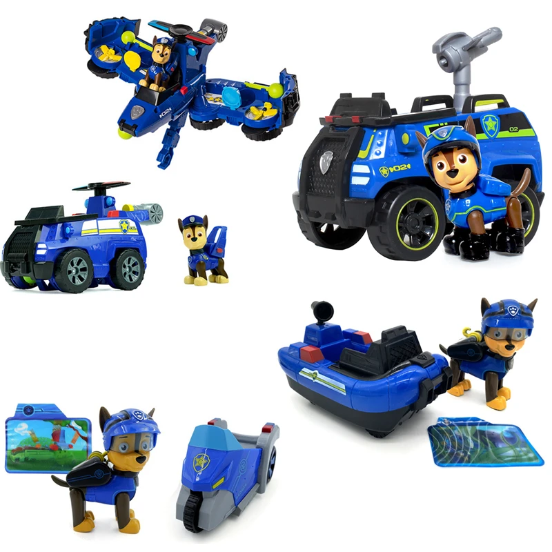 

Paw Patrol Toy Car Chase Set Aircraft Submarine Can Deformation Toys Music PVC Action Anime Figure Model Toy Of Children Gift