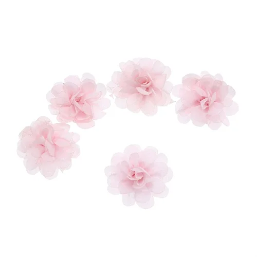 10 шт./партия мягкие шифоновые розочки цветы для новорожденных аксессуар, лента для волос плоская задняя ободки для девочек орнамент DIY аксессуары - Цвет: pink