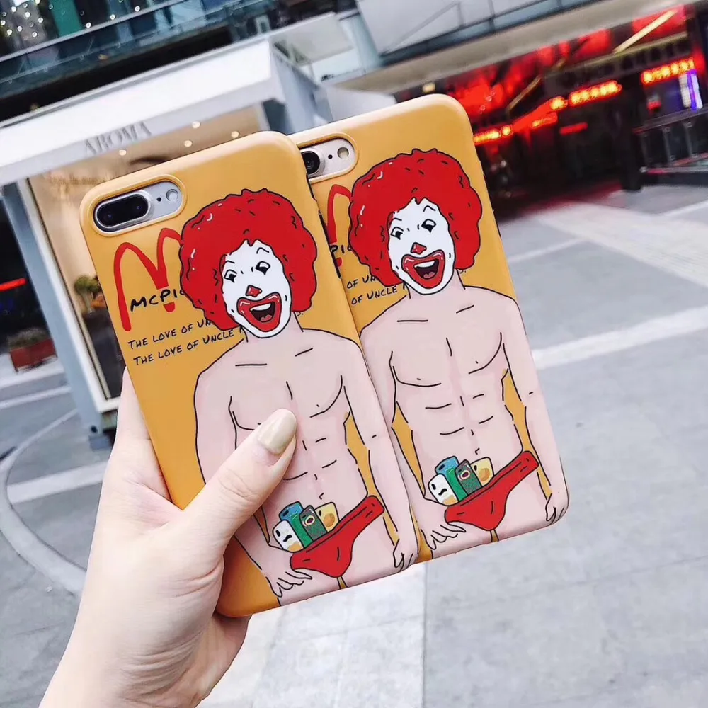 

maosenguoji funny McD shop uncle Sexy boy Spoof man fashion Mobile Phone Case for iphone 6 6s 6plus 7 8 plus X 10 XR XS MAX 6.5