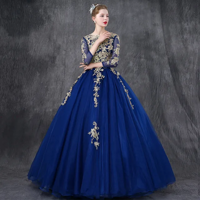 royal blue and gold evening gown