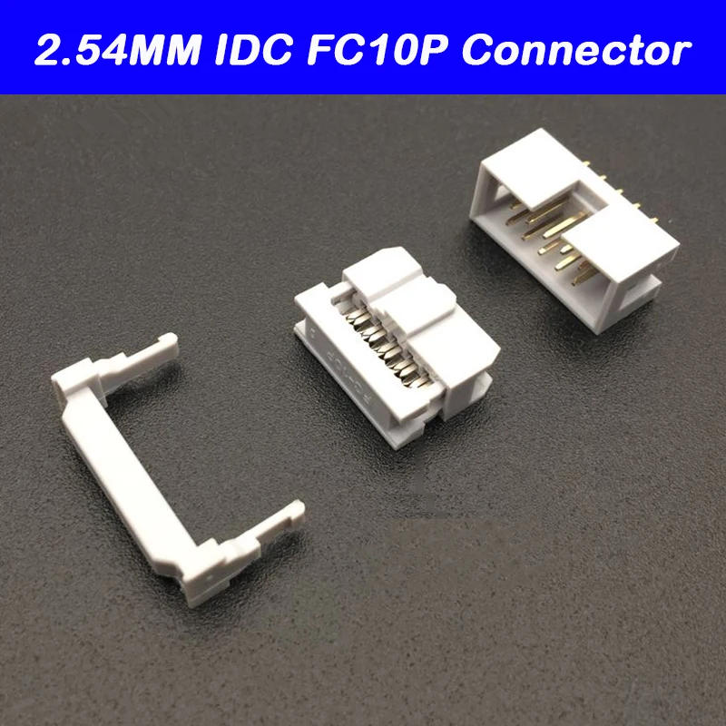 100 шт. разъем IDC 2*5p 10 контактов двухрядный шаг 2 54 мм кабеля белый | Компьютеры и