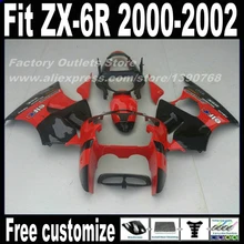 7 Free gifts Fairings set for Kawasaki ZX-6R 2000 2001 2002 Ninja 636 red black custom ABS fairing kit ZX6R 00 01 02 AF64
