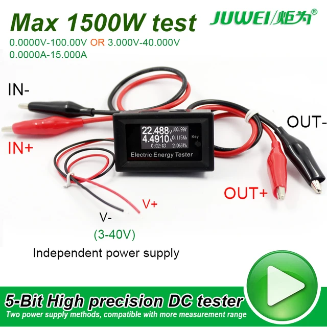100V 15A Digital DC Voltmeter Current Voltage Meters LCD Energy tester