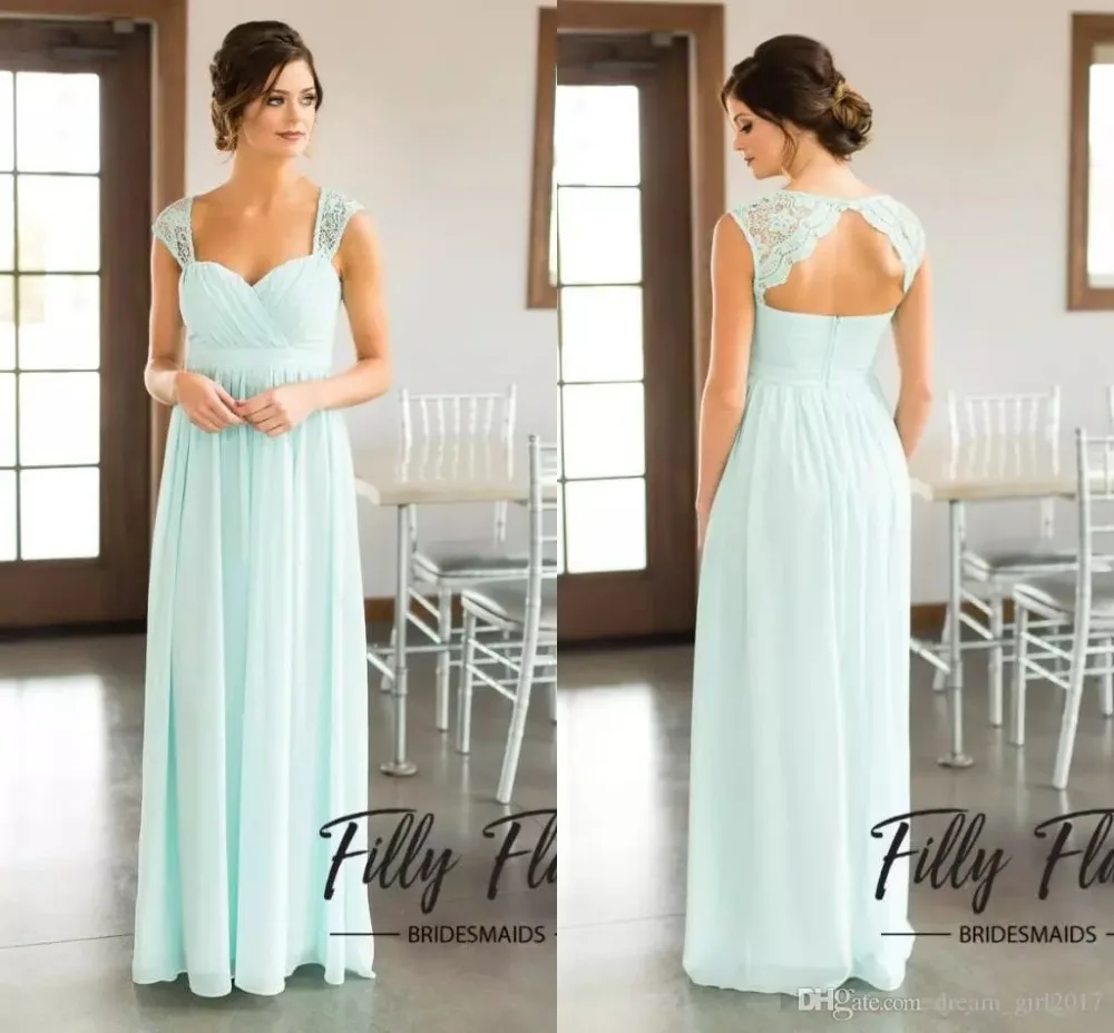 

Cheap A Line Chiffon Floor Length Lace Open Back Long party prom gown 2018 vestido de festa longo Dark Navy Bridesmaid Dresses