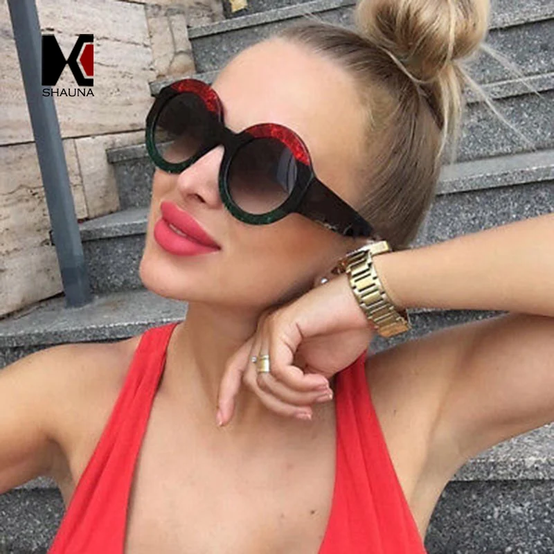 

SHAUNA New Arrival Pearl Effect Trichromatic Frame Women Round Sunglasses Fashion Men Gradient Lens Shades UV400
