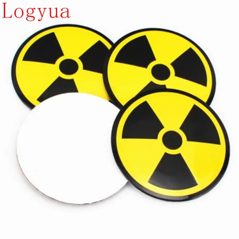 

4Pcs/Lot Car Styling Nuclear Bomb Weapon Sign Logo Aluminum Car Hub Cap Wheel Center Cover Stickers For Cars