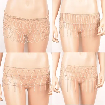 

7 Styles Dangle Multilayer Tassel Women Body Jewelry Sexy Bikini Crystal pearl Body Link Crossover Necklace Belly Waist chain