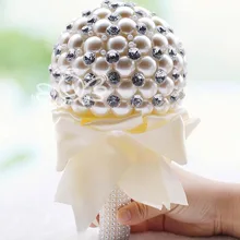 Горячие искусственные кремового цвета белый свадебный букет стежка Свадебные букеты Фиолетовый Красный Розовый Синий искусственный жемчуг невесты