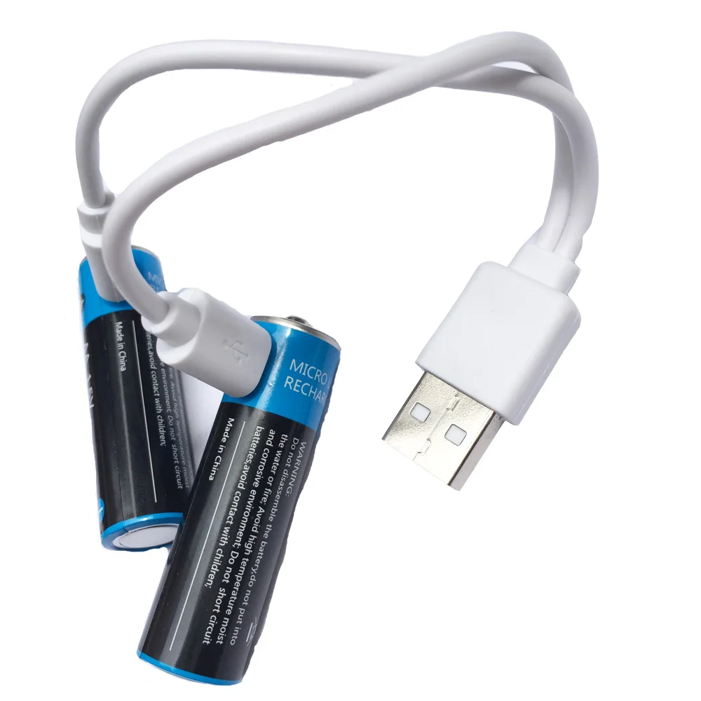 Перезаряжаемая батарея AA 1,5 V 1200mAh usb зарядная литиевая батарея с микро USB кабелем