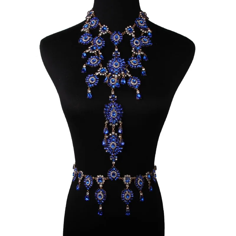 Miwens цепь тела Регулируемая DIY мода весна лето ожерелье Шарм цепь кисточкой Кристалл ручной работы украшения для отдыха Женщины A524 - Окраска металла: blue