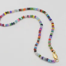 Нефритовое многоцветное круглое ожерелье из ограненных камней 4*2 мм 15,5 дюймов чокер FPPJ бусины натуральный синий rabinbow