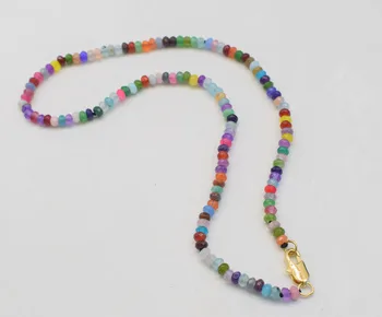 

jade multicolor roundel faceted necklace 4*2mm 15.5inch chocker FPPJ wholesale beads nature blue rabinbow