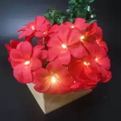 Прекрасный красный цветочный венок 5 м 40 светодиодов для украшение для торжества, свет строка свадебные украшения, цветок гирлянда