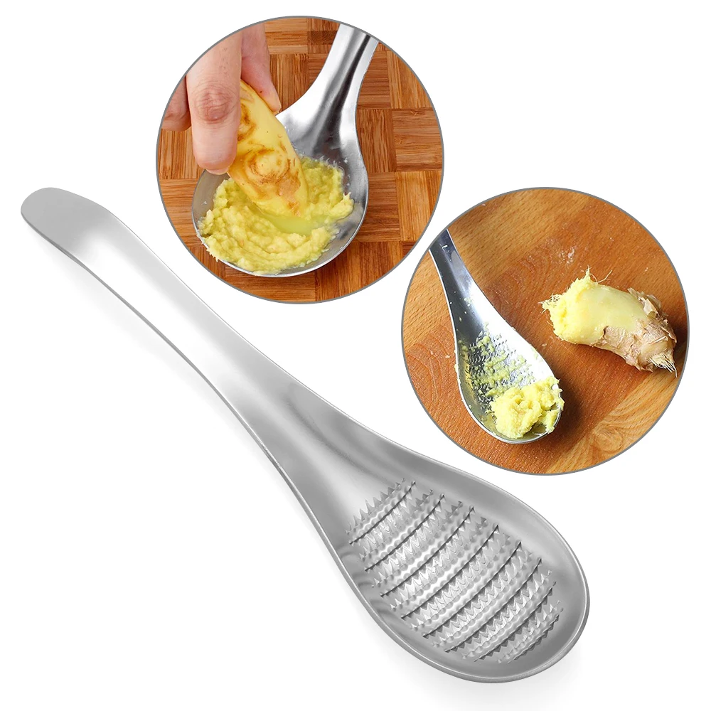

1PC Ginger Grater Spoon Stainless Steel Ginger Tea Spoon Garlic Graters Lemon Zester For Home Kitchen Fruit Vegetable Tools