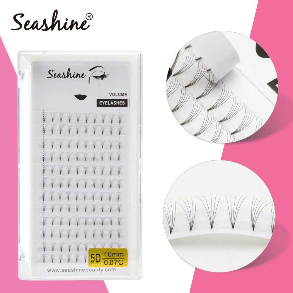 

Seashine 1 Tray Volume Lash Premade Fans Short Stem 3D-6D 8-15mm Premade Volume Fans Eyelash Extension Supplies Faux Mink