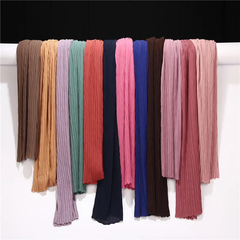 

H1350 Latest big size bubble chiffon muslim long scarf with crinkles, women's headwrap,fast delivery