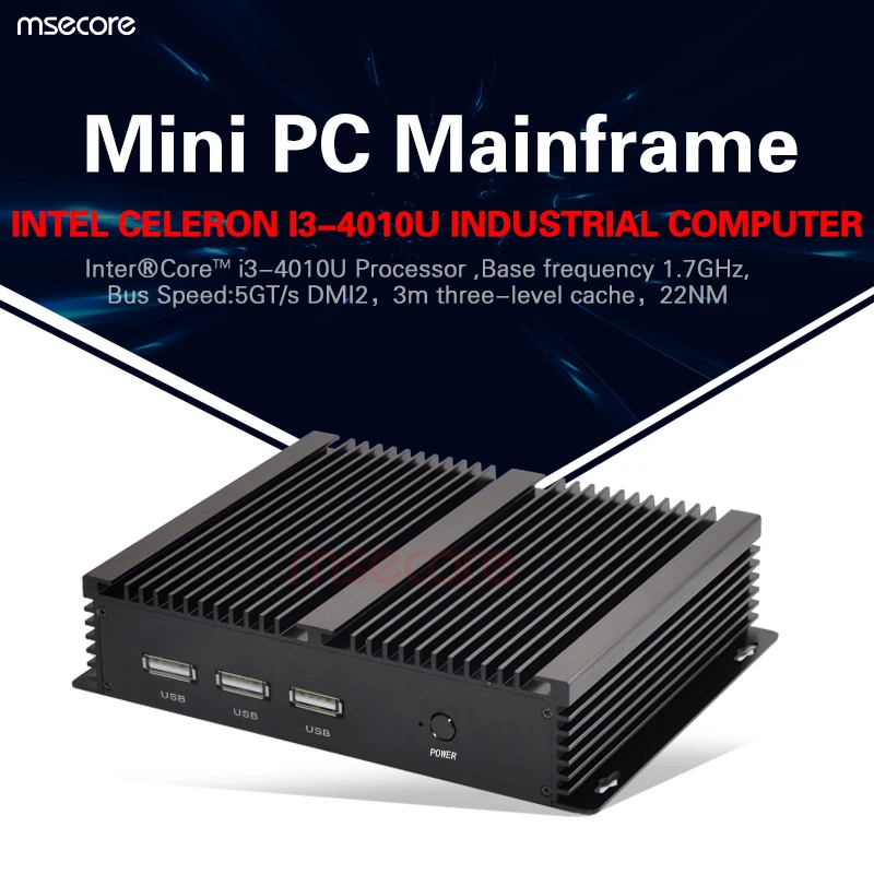 

MSECORE Intel Core I3 4010U Fanless Mini PC Windows 10 Nettop barebone system Desktop Industrial Computer 2COM HD4400 300M WiFi