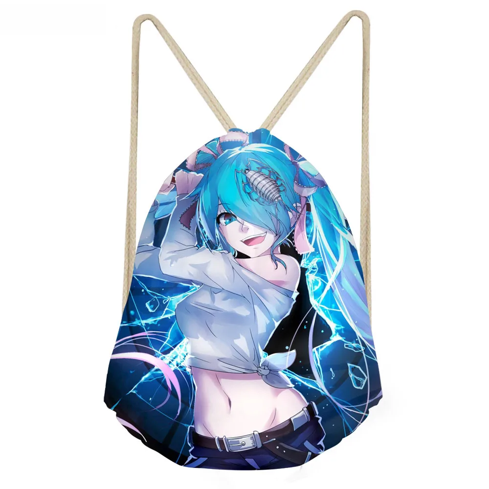 ThiKin Hot Anime Hatsune Miku Print Girls Drawstring Bags Casual Large Students Backpacks Softback Children Beach