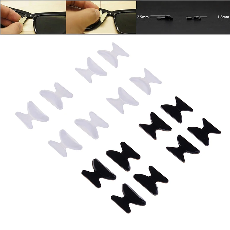 

2 Pairs 2.5mm/1.8mm Black White Eyeglass Sunglass Anti-slip Silicone Stick On Nose Pad Glasses Tools