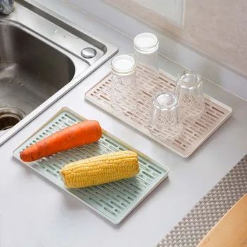

OTHERHOUSE Dishes Food Drainer Drying Rack Tray Mat Double Layer Tableware Mat Tray Holder Multifunctional Kitchen Organizer