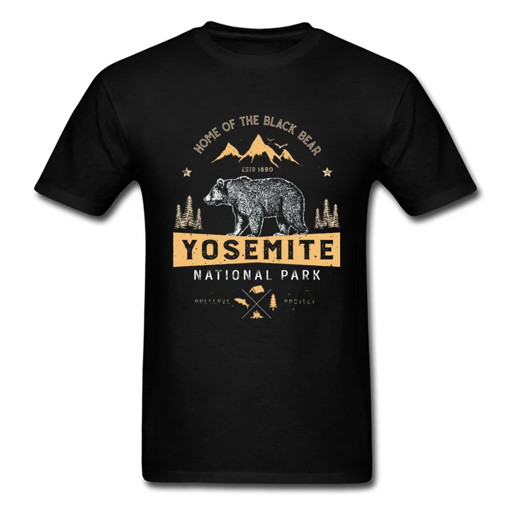 T Shirt Printed Mother Day 2018 Fashion Leisure Short Sleeve 100% Cotton O Neck Men Tshirts Leisure Tops Shirt Yosemite National Park California T shirt Vi black