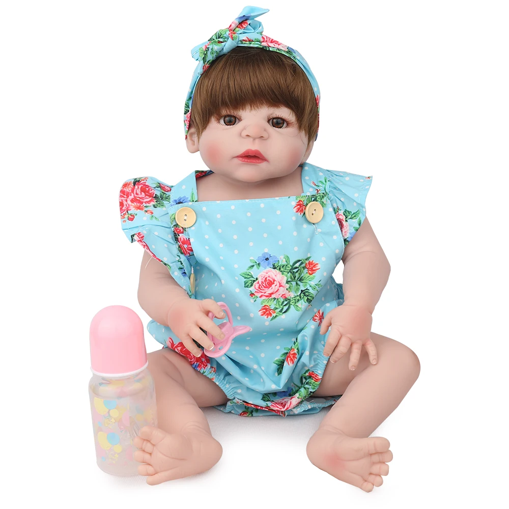 

55 cm Body Silicone Reborn Dolls Babies 22'' Ethnic Reborn Baby Girl Lifelike Supple short hair Princess For Kids Party gift Toy