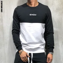 Новинка, Мужская футболка для бега с длинным рукавом, хлопковая футболка для спортзала, пробежки, рубашки для бега, сшитая Мужская толстовка для бодибилдинга