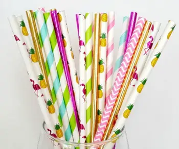 

200 mixed Flamingo and Pineap straws,Flamingo Birthday, Pineapple Party , Baby Shower, First Birthday