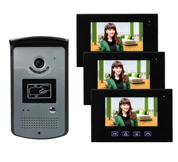

New Arrival Touch key 7inch wired video door phone, HD waterproof camera, night vision,ID card unlock 1V3